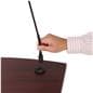 Digital podium showing a gooseneck microphone being plugged in