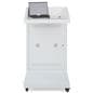 Checkout stand with digital display with a counter top that can hold note pads, laptops, or tablets 