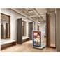 Checkout stand with digital display sold being showcased in a retail fitting room space