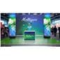 Portable dvLED display with counter in a trade show environment at a golf expo booth