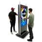 Double-sided digital vertical touchscreen kiosk with black colorway