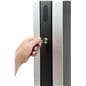 Double-sided digital vertical touchscreen kiosk with access to back panel