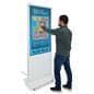 Advertising Multimedia Kiosk with Person Interacting with Screen