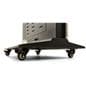 Advertising multimedia kiosk with a robust base and rolling caster wheels