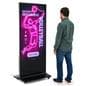 Advertising multimedia kiosk with an overall height of 78.7 inches tall