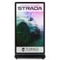 Digital display advertising floor stand showcasing a graphic of a car advertisement for a car company
