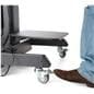 Motorized double screen floor standing with locking caster wheels