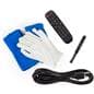 Digital sandwich board inlcudes a remote control, power cord, antenna, microfiber cloths and gloves