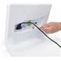 White touch screen monitor kiosk with USB port for plug and play