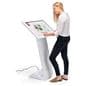 White touch screen monitor kiosk with interactive display