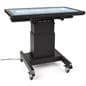 Tilting mobile flat panel stand with kiosk and table display positions 