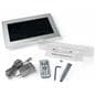 Digital signage video literature rack shown with hardware
