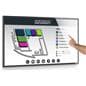 Wall mount touch screen monitor with a student interacting with the wayfinding map of a college university campus