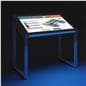 Edge lit horizontal touch screen kiosk shown in dark space to showcase the illuminated LED strip feature