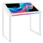 Edge lit horizontal touch screen kiosk with front LED strip on the front showcasing RGB colors
