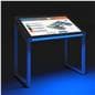 Edge-lit horizontal touch screen kiosk in dark space to showcase LED illumination