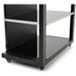 Product display shelves with wheels