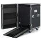 Three-sided digital signage totem with built-in ramp in each storage case thats included with each direct view LED counter