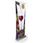 Layered 3D retractable banner stand with digitally printed dual graphics
