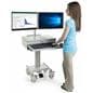 Dual Monitor Medical Cart with Keyboard & Mouse Tray