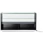 Glass showcase counter with divided open storage in rear