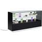 Glass showcase counter with fixed display shelf