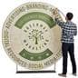 Custom printed seven foot EZ Extend circle backdrop with zipper application