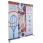Fabric banner display stand with black nylon carrying bags