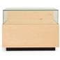 Wooden display counter with black toe kick