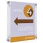 Acrylic wall mount sign holder with standoffs and fold-over design 
