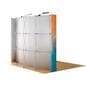 Curved pop up trade show display with collapsible frame 