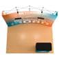 Curved pop up trade show display with 10 foot wide backwall 