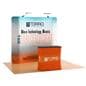 Curved trade show set with wheeled travel case 