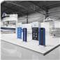 Foldable Trade Show Display in both 3.5' x 7.5' and 2' x 5' sizes in a boating exhibit at a trade show