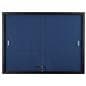 Blue Fabric Bulletin Board with Sliding Glass Doors