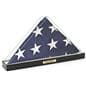 Personalized plaque flag display with 5' x 9.5' folded banner inside 