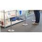 8-Barrier Silver Low Profile Stanchion Set Surrounding Museum Display Case