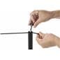 Post Unscrewed to Attach Cord of the 8-Barrier Black Gallery Stanchion System