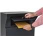Outdoor package drop box with 20 inch wide by 8 inch tall slot