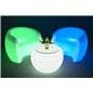 LED round coffee table complimented wtih u-shaped illuminated chairs
