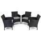 5 Piece rattan outdoor dining set includes four cushioned chairs