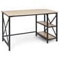 Wood and steel desk with 47 inch wide by 22 inch deep surface area