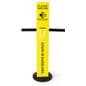 Custom stanchion sleeve with pamphlet holder with three sided slots for belt extension
