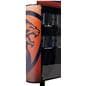 Public charging kiosk with side panel adhesive graphics