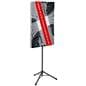 Tripod poster stand is dual sided for maximum visibility