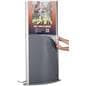 Illuminated poster floor stand in silver