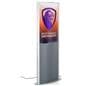 Illuminated poster stand with curved design