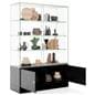 Free standing display case with modern design and two storage compartments