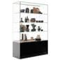 Free standing display case with black base