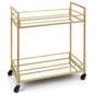 Metallic french trolley bar cart with locking caster wheels 